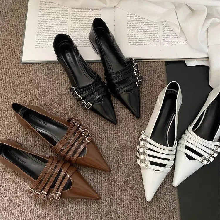 Modern Buckle Strap Flat Shoes