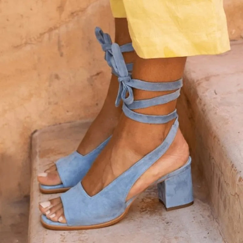 Bini Bianca Square Sandals  [Blue/Beige]