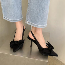 Load image into Gallery viewer, Bow-Knot Pointed Slingback Heels
