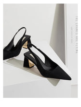 Load image into Gallery viewer, Elegant Inner Gold Heels [Black/Beige]
