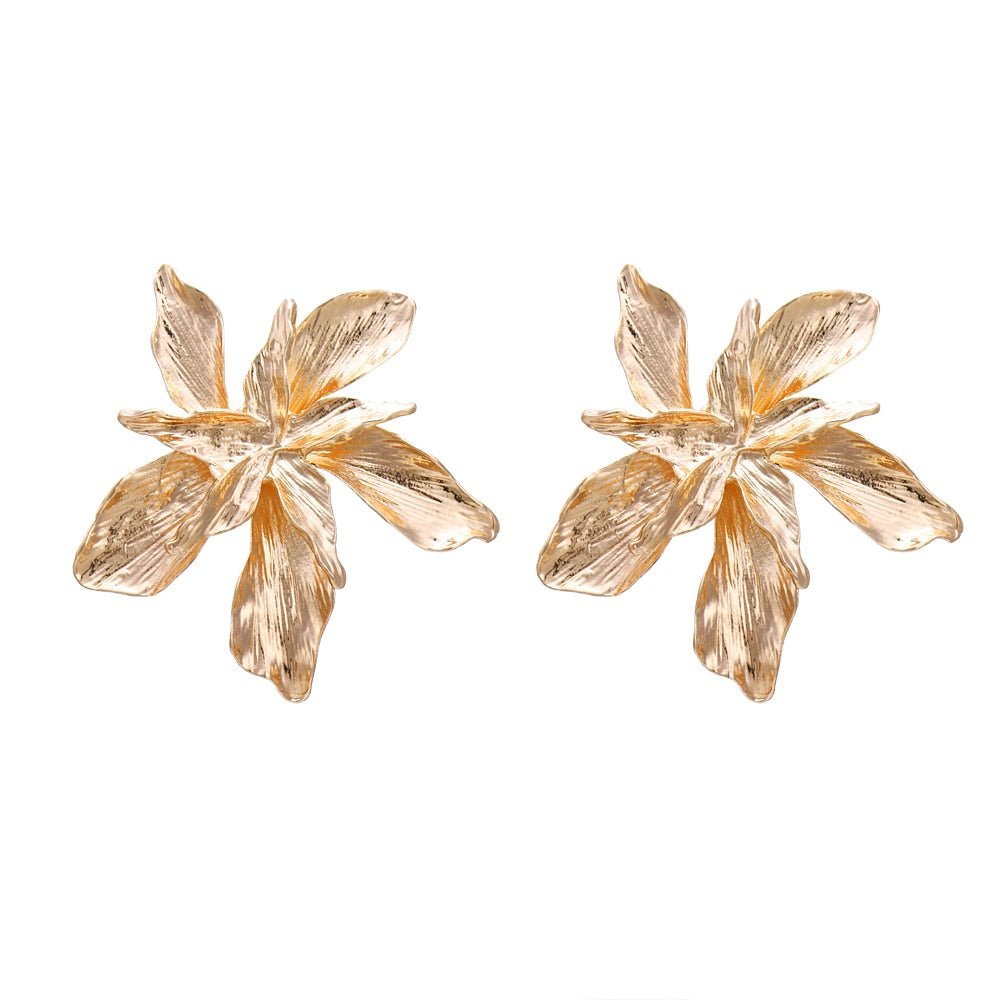 Golden Flower - Large Statement Earrings