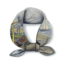 Load image into Gallery viewer, Fishing Boats On The Beach - Silky Neckerchief with Van Gogh Painting (21&quot;x21&quot;)
