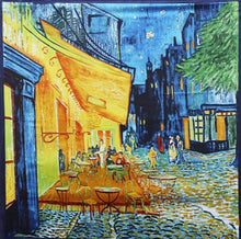 Load image into Gallery viewer, Café Terrace at Night - Silky Scarf with Van Gogh Painting (35&quot;x35&quot;)
