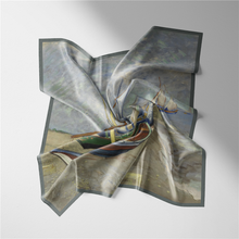 Load image into Gallery viewer, Fishing Boats On The Beach - Silky Neckerchief with Van Gogh Painting (21&quot;x21&quot;)
