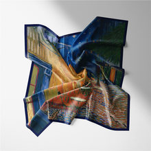 Load image into Gallery viewer, Café Terrace at Night - Silky Neckerchief with Van Gogh Painting (21&quot;x21&quot;)
