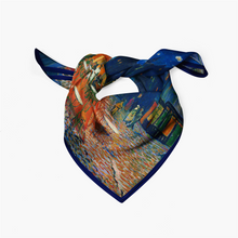 Load image into Gallery viewer, Café Terrace at Night - Silky Neckerchief with Van Gogh Painting (21&quot;x21&quot;)
