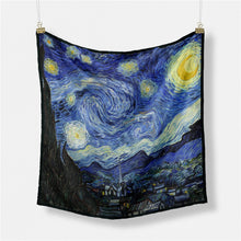 Load image into Gallery viewer, The Starry Night - Silky Neckerchief with Van Gogh Painting (21&quot;x21&quot;)
