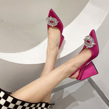 Load image into Gallery viewer, Trapeze Heel Rhinestone Shoes
