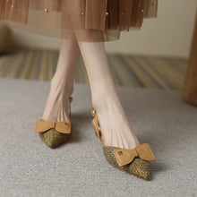 Load image into Gallery viewer, Textured Stitch Slingback Shoes with Bow
