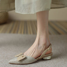 Load image into Gallery viewer, Textured Stitch Slingback Shoes with Bow
