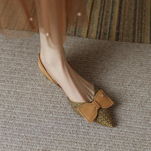 Load image into Gallery viewer, Textured Stitch Slingback Shoes with Bow
