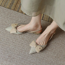 Load image into Gallery viewer, Textured Stitch Slingback Shoes with Bow
