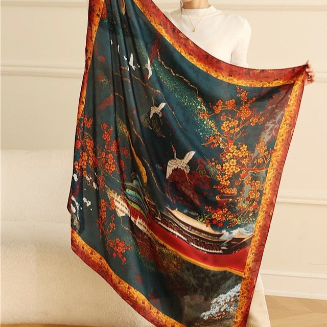 GARDEN CRANES - Large Silky Scarf [3 color variants]