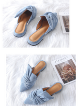 Load image into Gallery viewer, Butterfly Bow Suede Mules [Blue/Apricot/Black]
