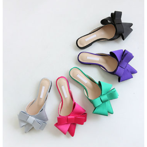 Bow Tie Satin Flats