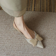 Load image into Gallery viewer, Textured Stitch Slingback Shoes with Bow
