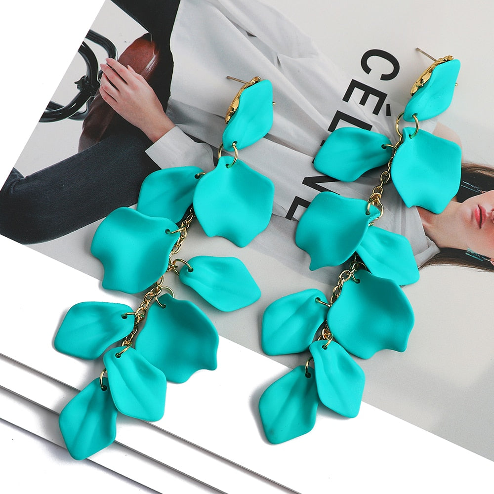 Flower Tassel Acrylic Earrings [14 color variants]