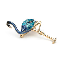 Load image into Gallery viewer, Flamingo Enamel Brooch [Blue/Pink]
