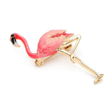 Load image into Gallery viewer, Flamingo Enamel Brooch [Blue/Pink]
