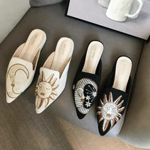 Load image into Gallery viewer, CHIC Sun &amp; Moon Embroidery Fashion Mules
