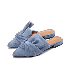 Load image into Gallery viewer, Butterfly Bow Suede Mules [Blue/Apricot/Black]
